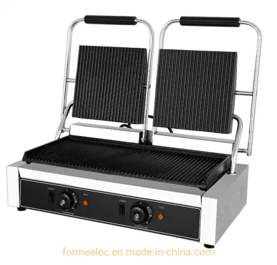 Doppia piastra Panini Grill Piastra elettrica completamente scanalata Doppia griglia elettrica