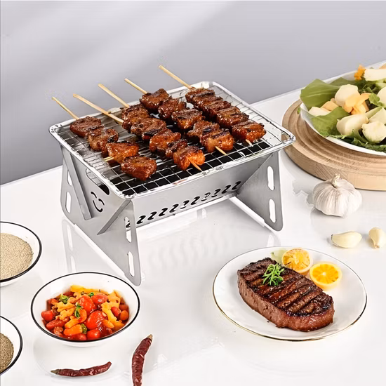 Griglia a carbone portatile pieghevole per barbecue in acciaio inossidabile
